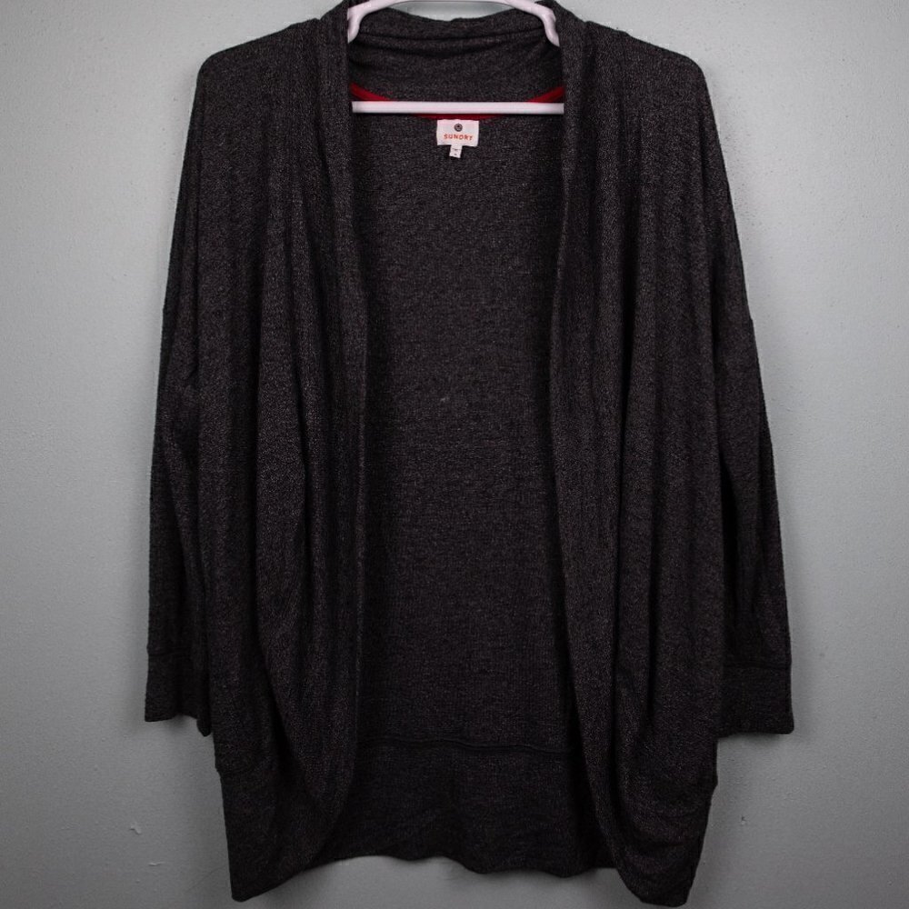 Sundry gray cocoon open cardigan-4